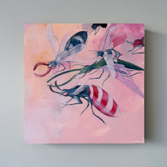 Flutter painting on wooden panel