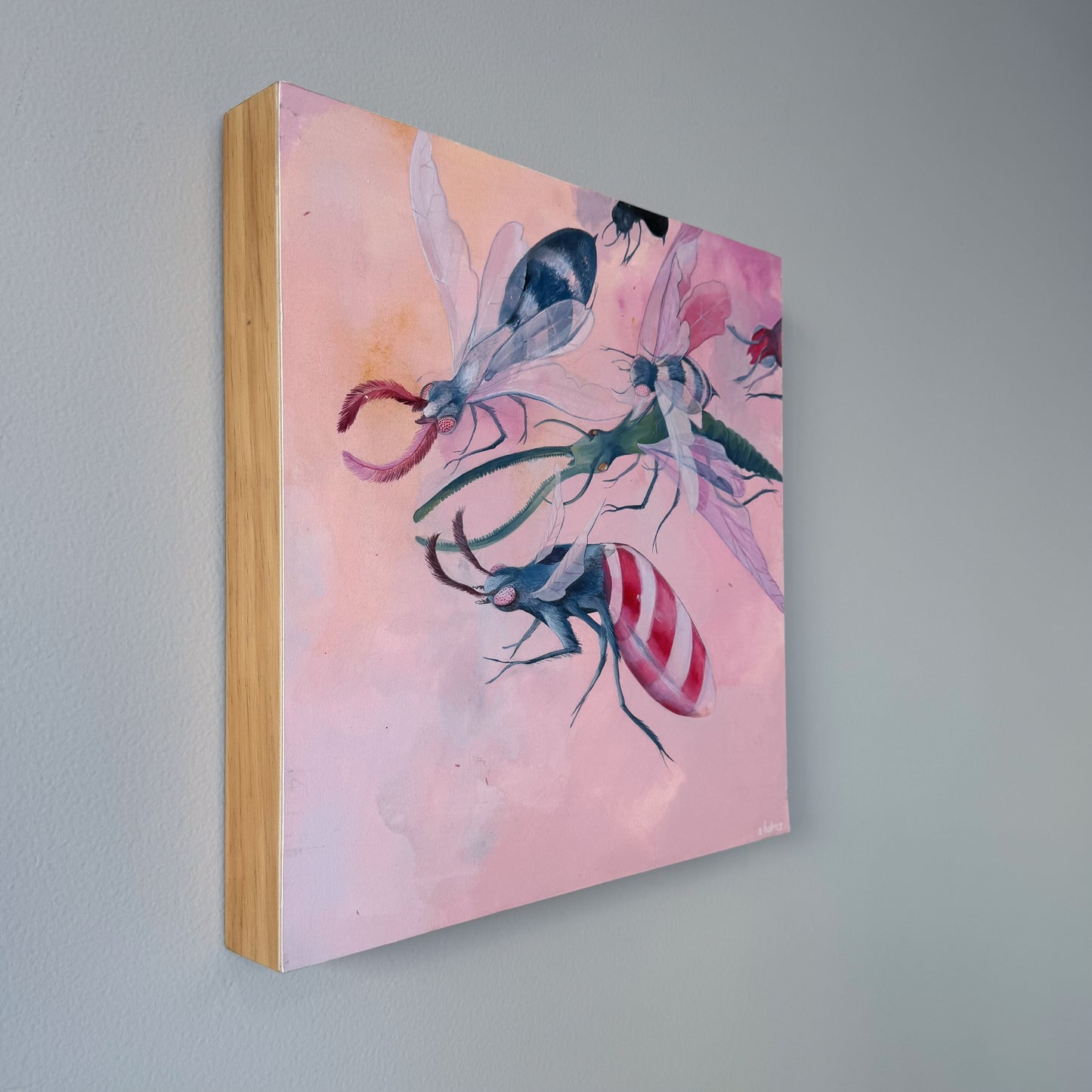 Flutter painting on wooden panel