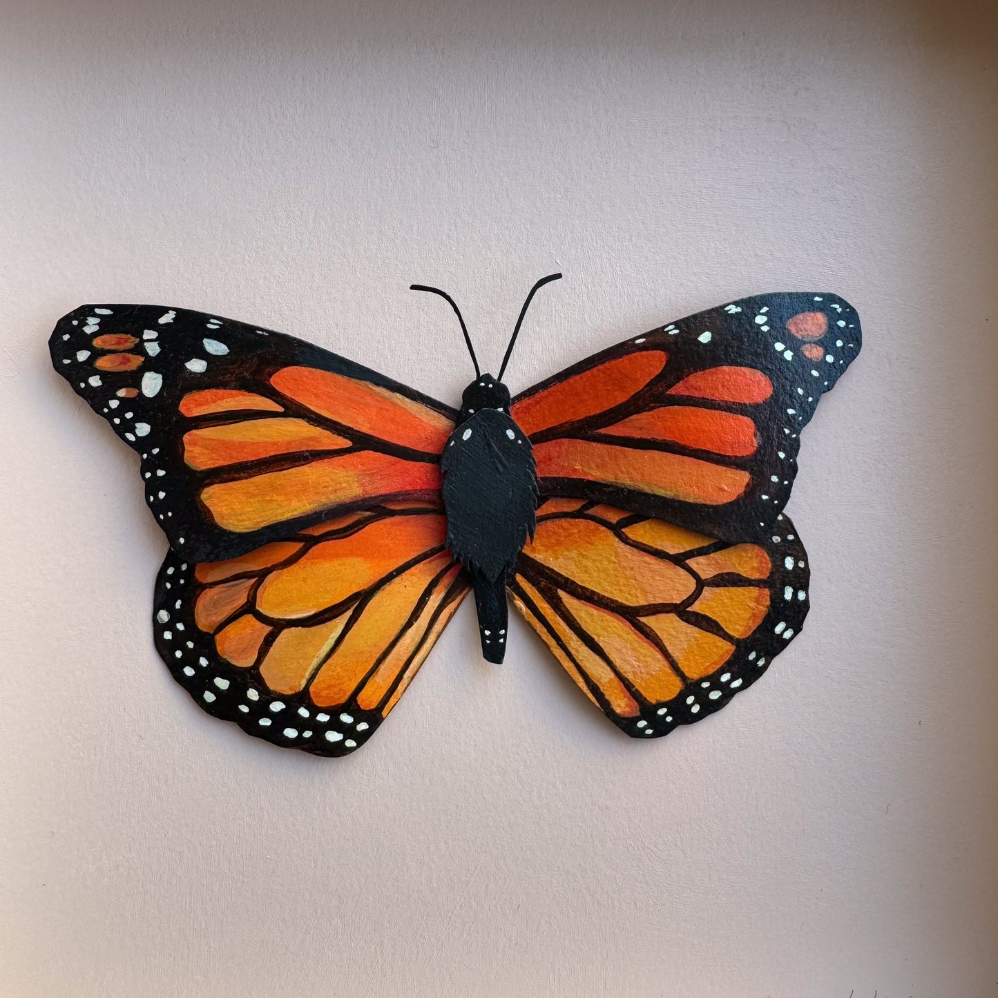 Monarch Butterfly framed painted paper sculpture