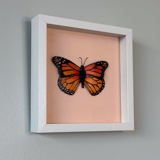 Monarch Butterfly framed painted paper sculpture