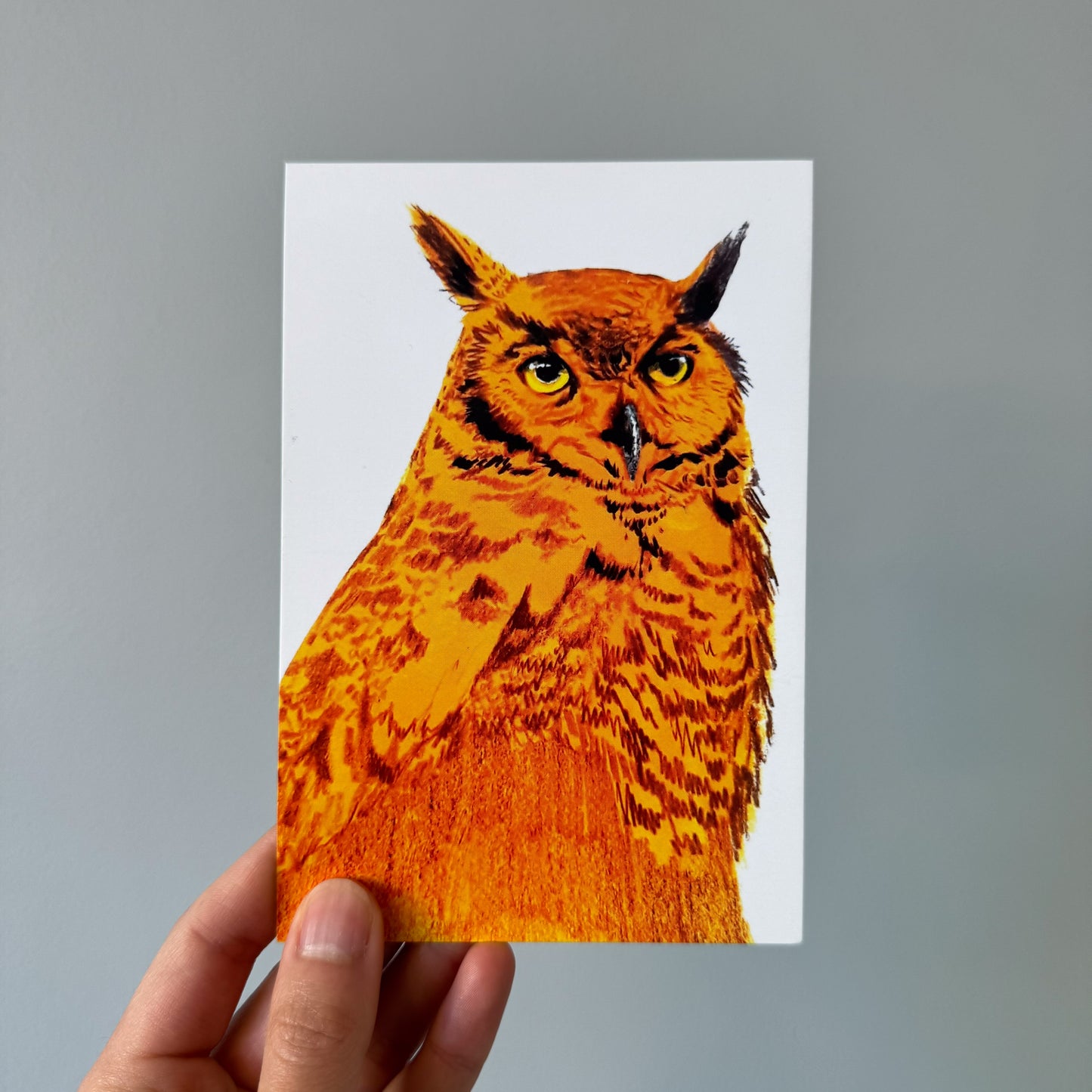 Great Horned Owl 5 recycled art postcards set